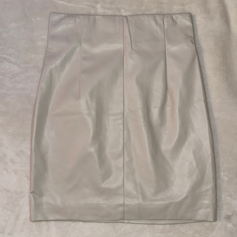 H&M Faux Leather Cream Pencil Skirt